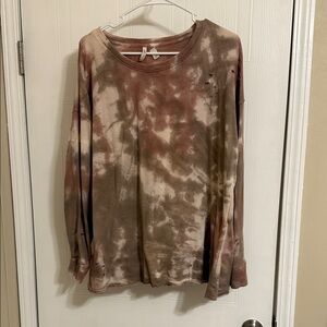 Cato Brown Tie-Dye Distressed Sweatshirt